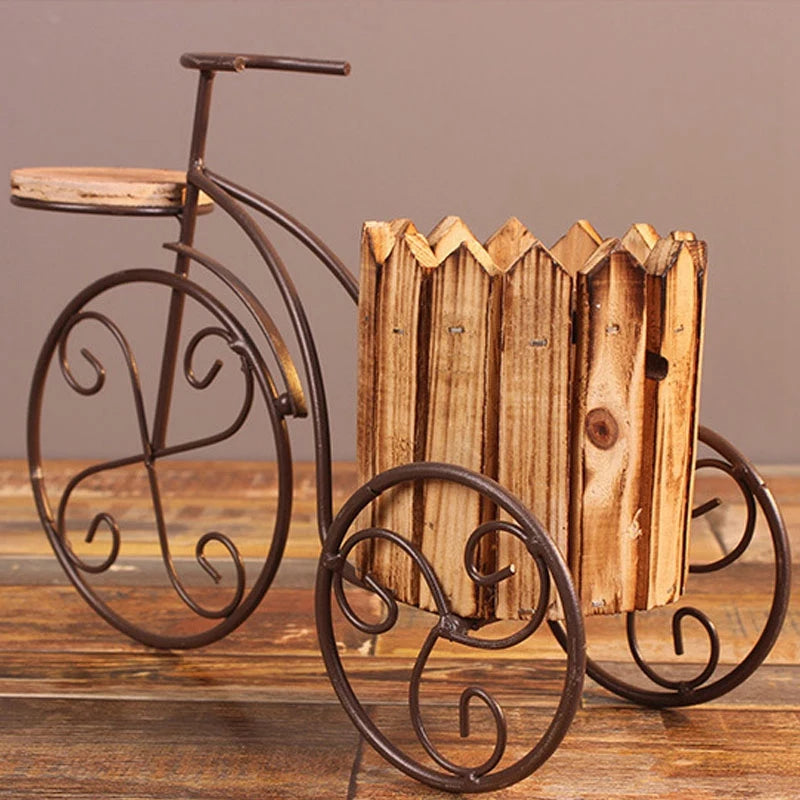 Vélo Porte Plante en Bois