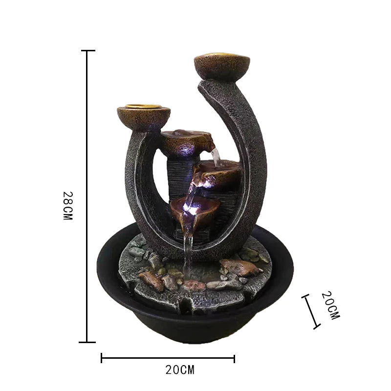 Fontaine d'eau intérieure multifonction et bougeoirs avec lumières LED