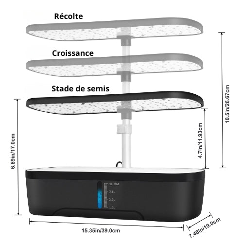 HydroBloom 12 – Système Hydroponique Intérieur avec Lampe LED 20W