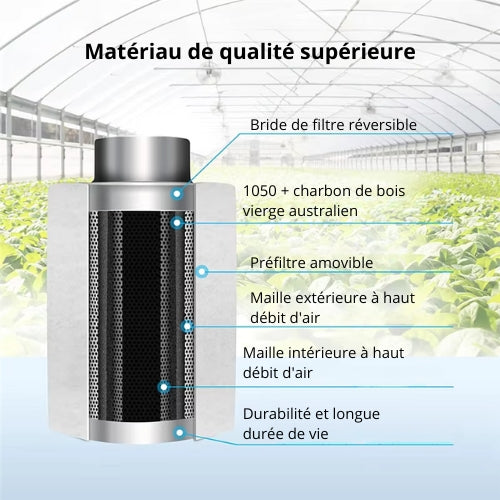 Filtre à Charbon Actif 4 Pouces – Anti-Odeurs pour Culture Hydroponique et Tentes de Culture