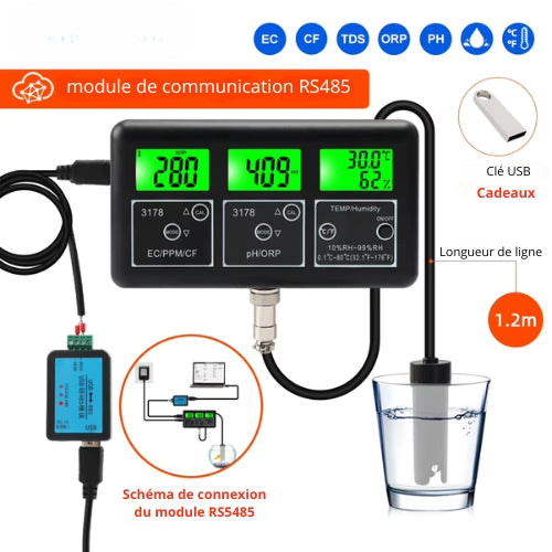 Sonde RS485 EU 3M – Capteur de Qualité de l’Eau pour Moniteur en Ligne
