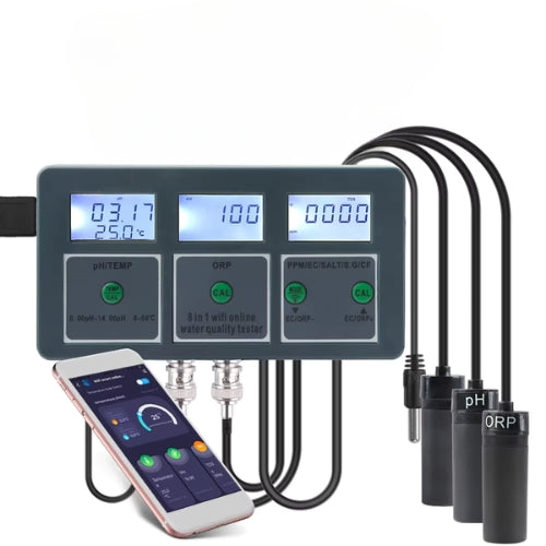 Détecteur de Qualité de l’Eau Tuya WiFi 8 en 1 – Analyse Précise et Surveillance en Temps Réel