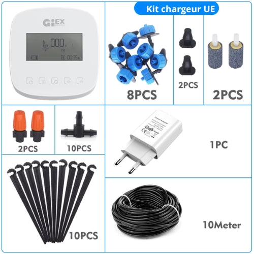 Dispositif d'Arrosage Automatique à Double Pompe WiFi - Système d'Irrigation Goutte à Goutte avec Minuterie, Batterie Lithium et Charge Solaire