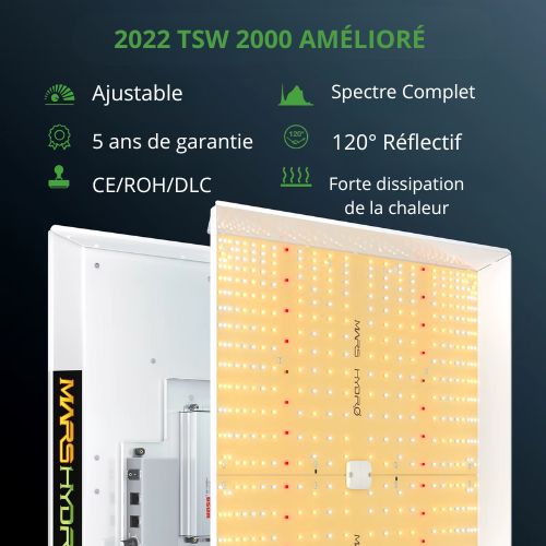 Kit de Culture Intérieur Mars Hydro TS 1000 LED 120x120x200CM pour Hydroponie Grow Light