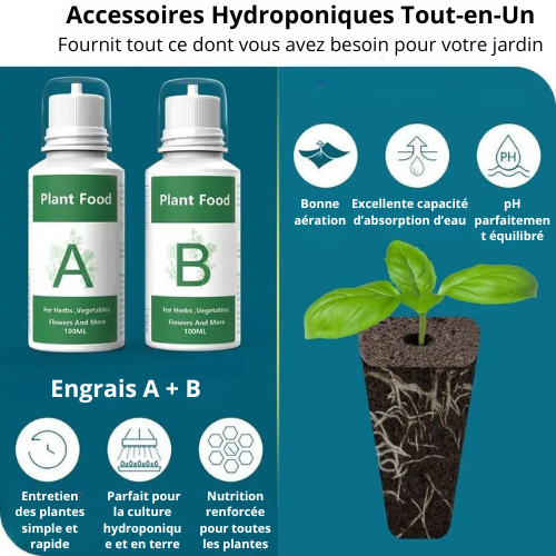 🌿 Nutriments Hydroponiques A & B – Aliments Végétaux pour Fleurs, Légumes et Fruits