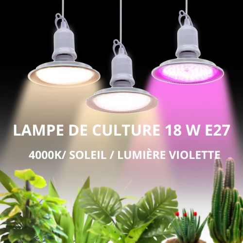 Lampe de croissance E27 18W LED à spectre complet Phytolamp
