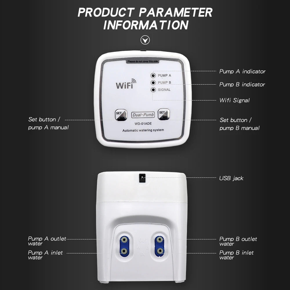 Système d'Arrosage Intelligent WiFi – Double Pompe & Télécommande via Application