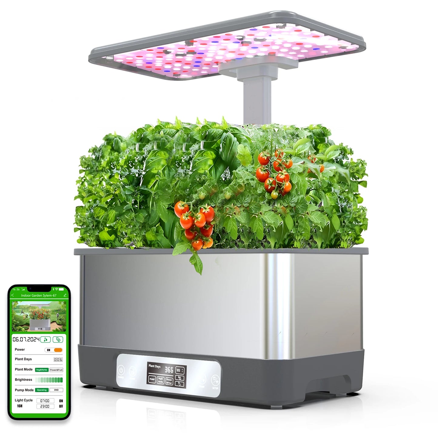 Jardin d'intérieur WiFi : kit hydroponique 8 plantes avec LED et télécommande