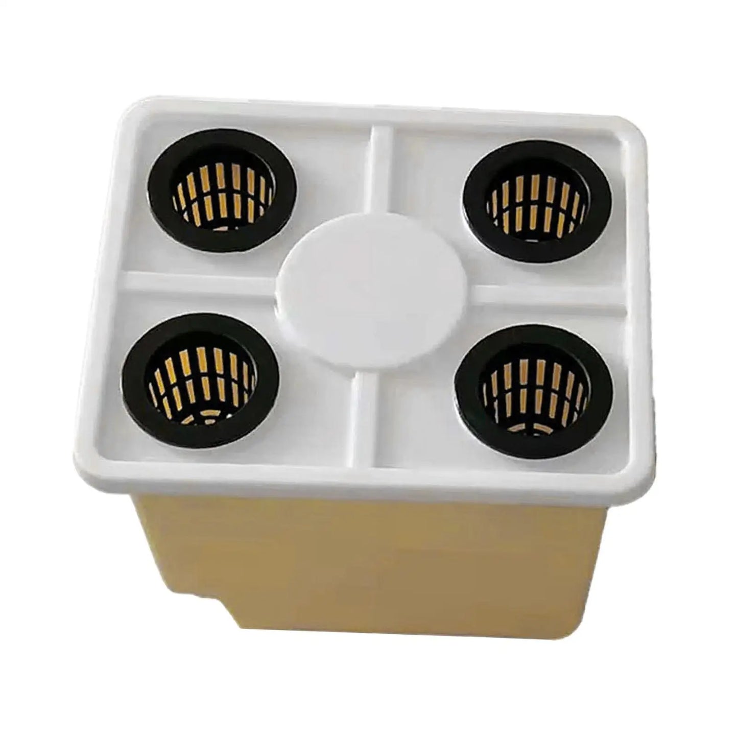 HydroBucket 4 – Seau Hydroponique avec 4 Trous et Coude de Siphon, Idéal pour la Culture Hors Sol
