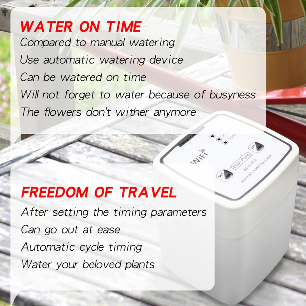 Système d'Arrosage Intelligent WiFi – Double Pompe & Télécommande via Application