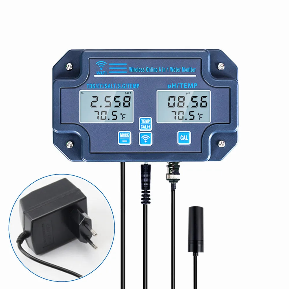 Testeur de pH/ORP Numérique WiFi – Testeur de Qualité de l'Eau avec Électrode BNC pour Aquarium et Hydroponie