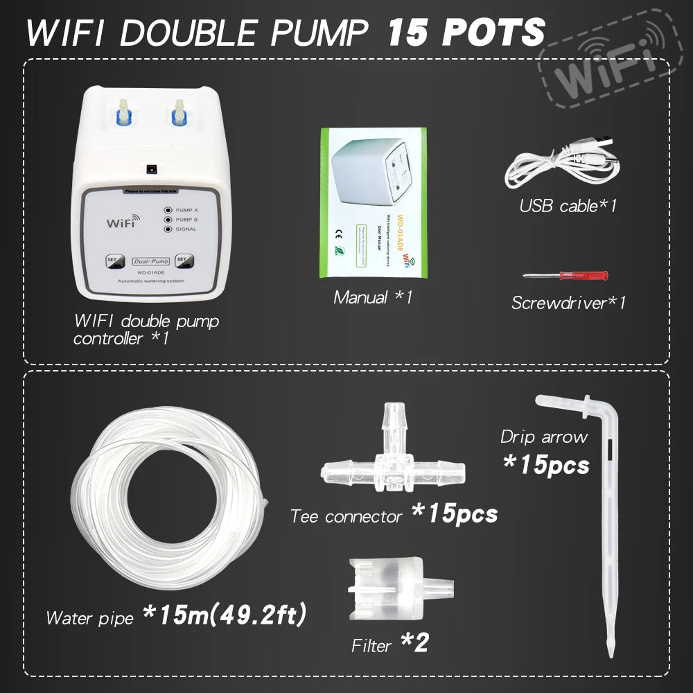 Système d'Arrosage Intelligent WiFi – Double Pompe & Télécommande via Application