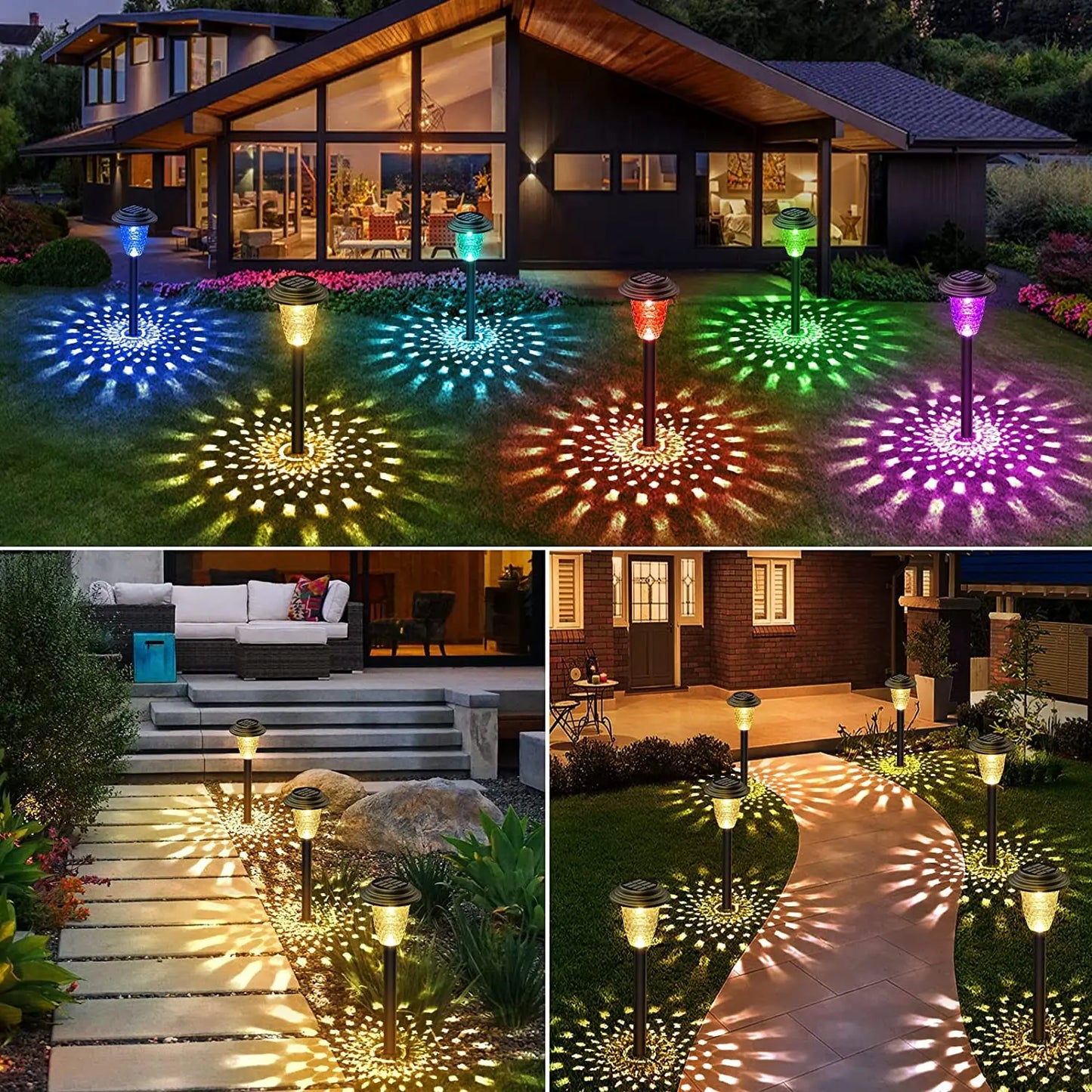 Lampes de jardin solaires RGB lumineuses,