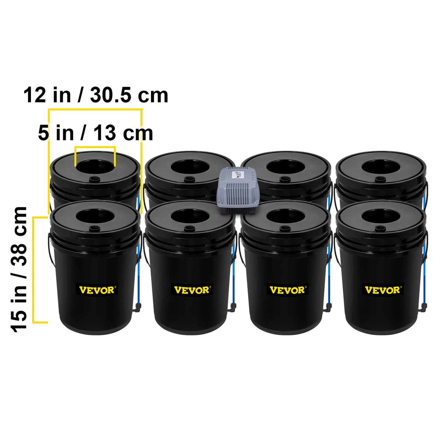 Système Hydroponique VEVOR DWC 5 Gallons avec 8 Seaux Multiples