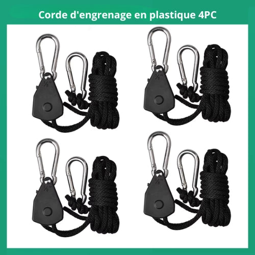 Lot de 4 crochets à cliquet réglables pour lampe de croissance Yoyo