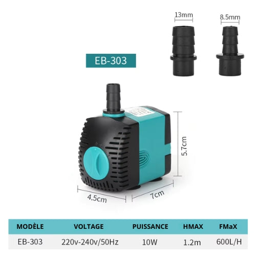 Pompe à eau submersible ultra silencieuse 3-60W – Filtre intégré pour système hydroponique
