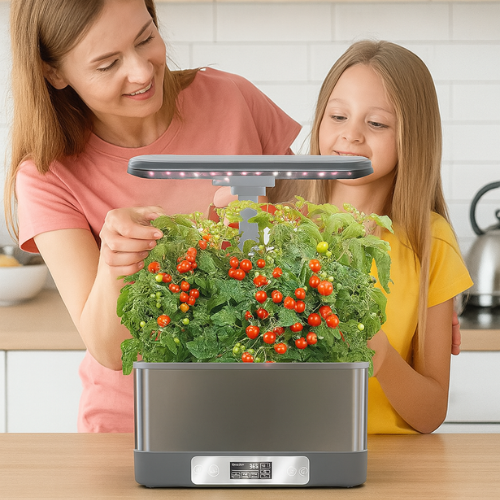 Jardin d'intérieur WiFi : kit hydroponique 8 plantes avec LED et télécommande