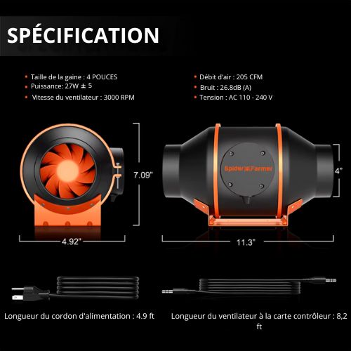 Kit Hydroponique Spider Farmer SF1000D LED + Tente 60x60x140CM avec Filtre à Charbon
