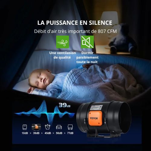 Ventilateur de Conduit en Ligne VEVOR – Contrôle Parfait du Climat Intérieur