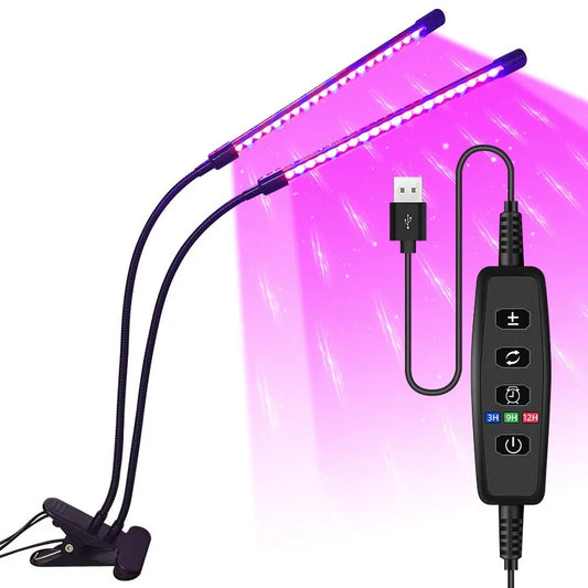 Lampe de Croissance LED à Double tête USB – Pour Plantes, Semis et Systèmes Hydroponiques