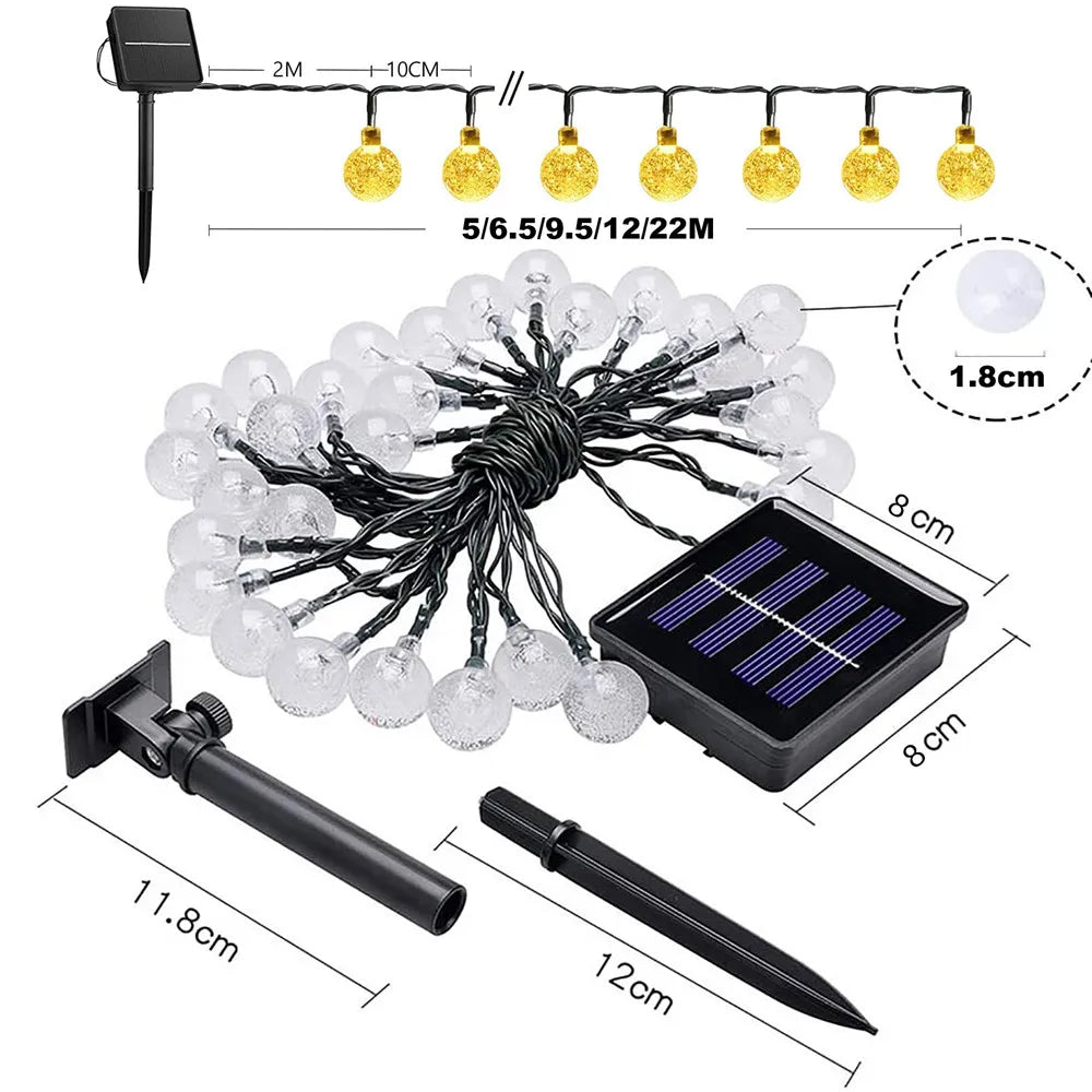 lumière solaire boule de cristal LED guirlandes