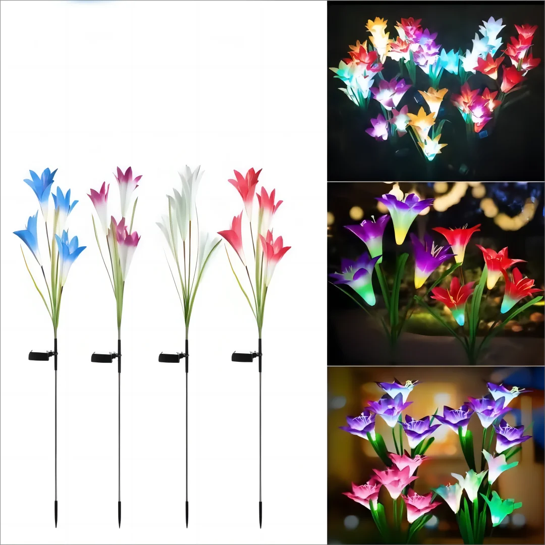 Lampes solaires d'extérieur avec têtes de fleurs de lys