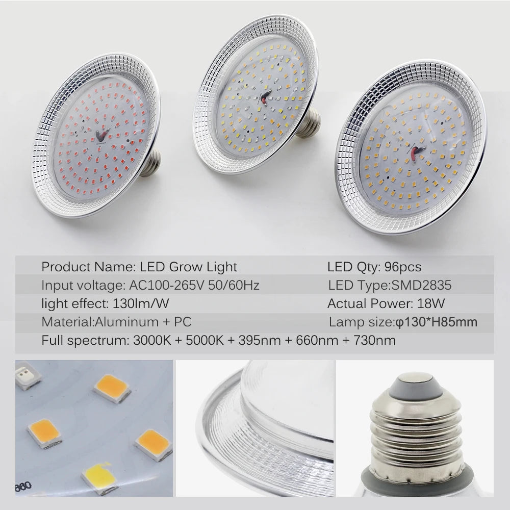 AC100-265V LED Grow Light E27 Phytolamp for Plants Full Spectrum Grow Light Bulb Indoor Plant Lighting Hydroponic Growth Lights