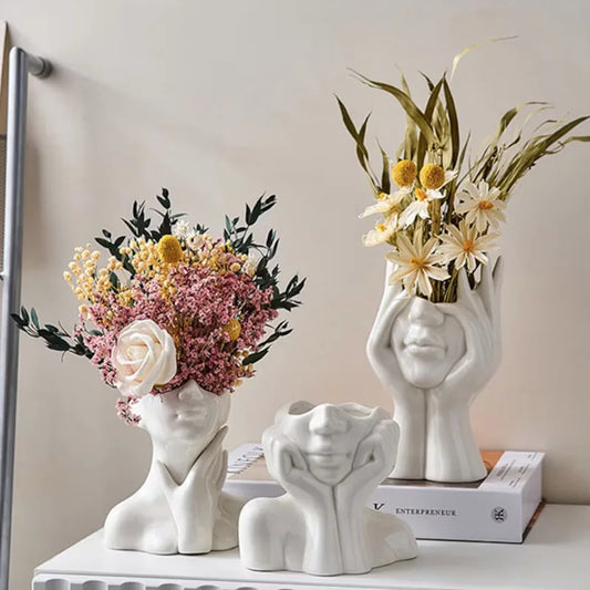 Vase à Fleurs de Style Nordique Visage Femmes