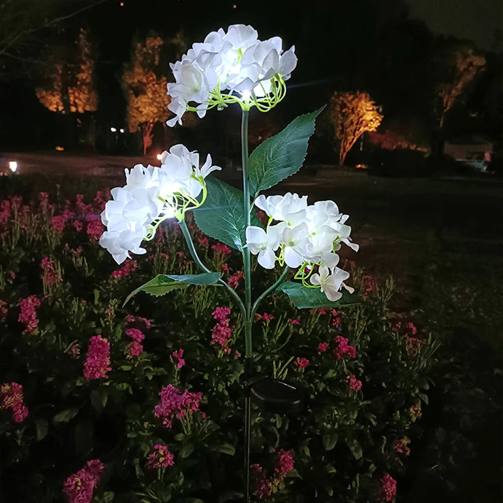 Lampe solaire Led à 3 têtes d'hortensia