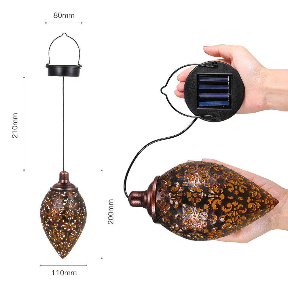 Lanterne Solaire Suspendue à Motifs Floraux