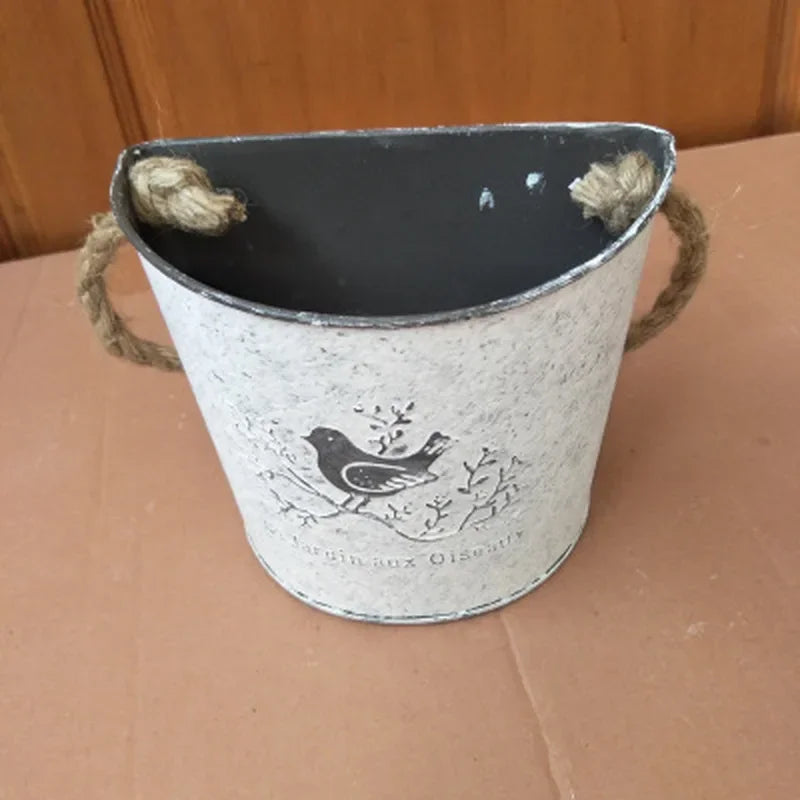 Cache Pot Suspendu Vintage "Le Jardin Aux Oiseaux"