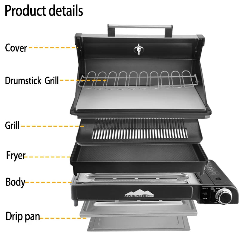 Barbecue portable multi-gaz jardin, camping