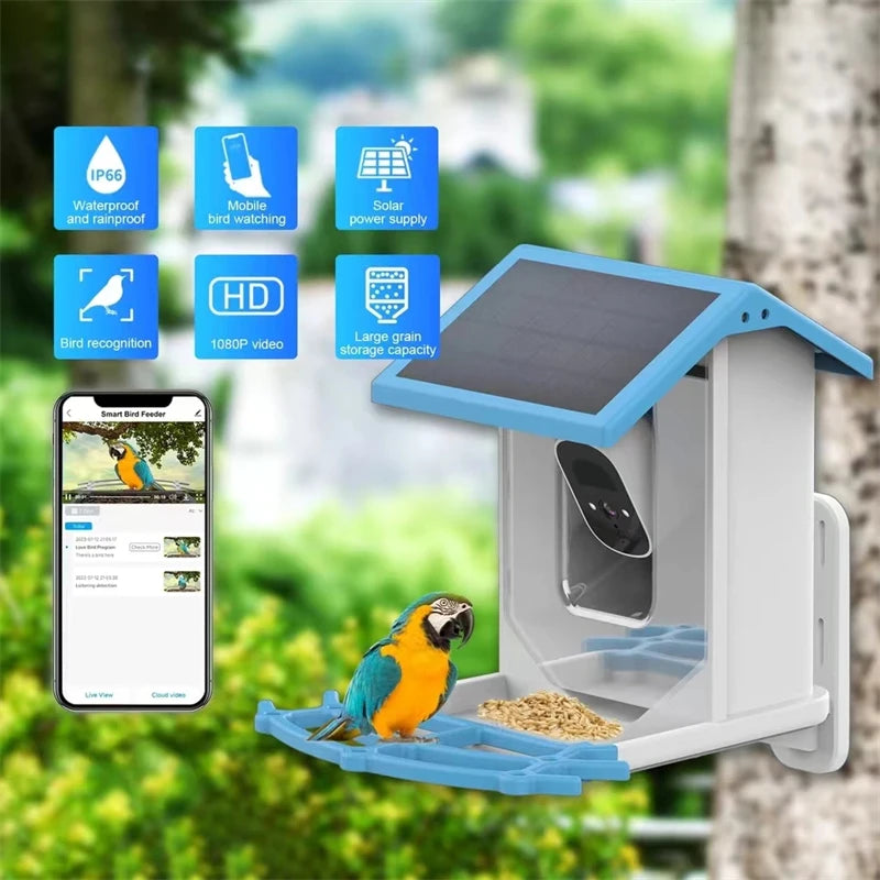 Mangeoire  pour oiseaux intelligente avec caméra solaire