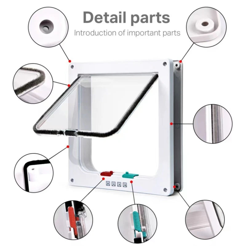 Porte à chatière avec Serrure de Sécurité à 4 Voies (Interrupteur Contrôlable),