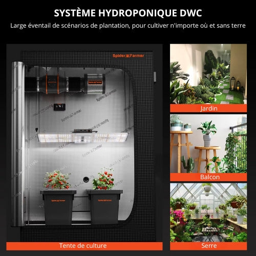 Système Hydroponique Spider Farmer DWC 7 Gallons avec 2 Seaux et Pompe à Air