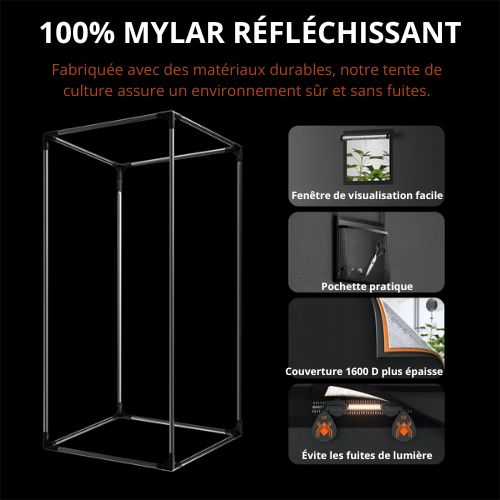 Kit d'éclairage de culture à LED Spider Farmer SF4000 Kit de tente de culture 4X4FT Système de filtre à charbon