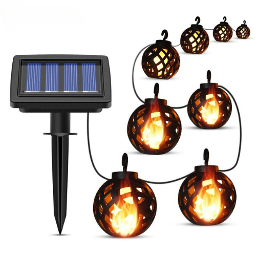 Guirlande Solaire LED D'Extérieur,  Flamme Vacillante